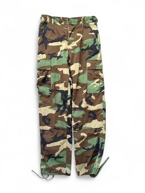 Vintage Military Style Camo Cargo Pants Woodland Tactical 28x30